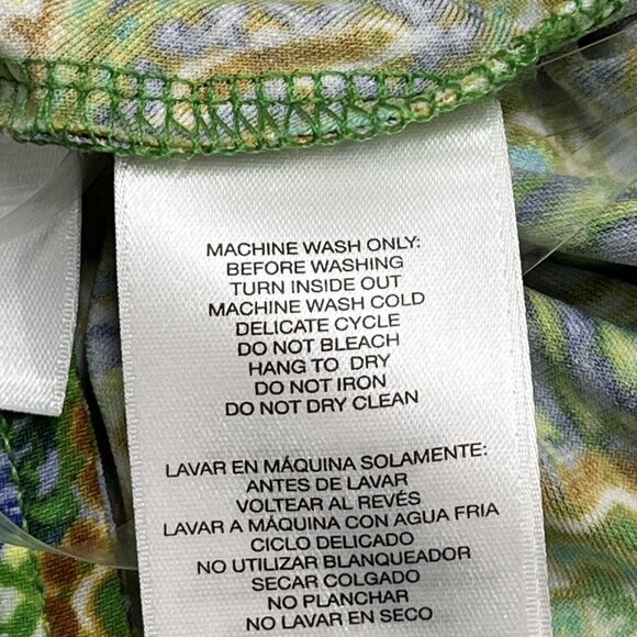 Anne Klein‎ Dress Womens 2 Green Floral Faux Wrap Jersey Knit Surplice Ruched - Picture 11 of 12